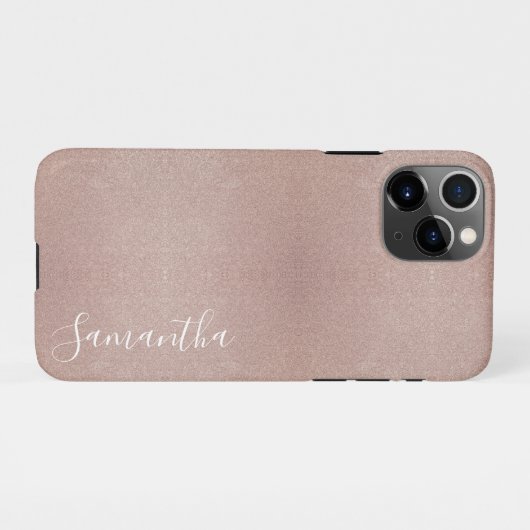 Rose Gold Glitzer Metallic Hübsch Girly Funkelnd iPhone Hülle (Rückseite (Horizontal))