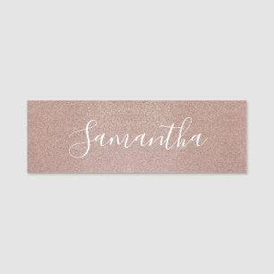 Rose Gold Glitzer Metallic Hübsch Girly Funkelnd Namensschild