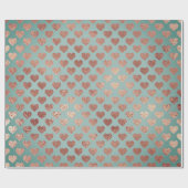 Rose Gold Glitzer Metallic Mint Blue Hearts Geschenkpapier (Flach)