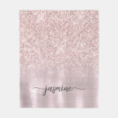 Rose Gold Glitzer Metallic Monogram Name Script Fleecedecke (Vorderseite)