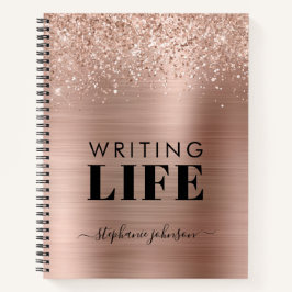 Rose Gold Glitzer Metallic Personalisiert Writer Notizblock