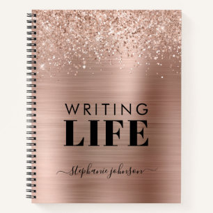 Rose Gold Glitzer Metallic Personalisiert Writer Notizblock