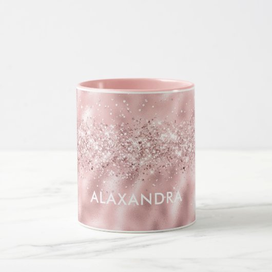 Rose Gold Glitzer Metallic Pink Individuelle Name  Tasse (Zentrum)