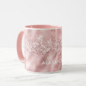 Rose Gold Glitzer Metallic Pink Individuelle Name  Tasse (Vorderseite Links)