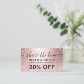 Rose Gold Glitzer Metallische Konfetti teilen Lieb Empfehlungskarte (Stehend Vorderseite)