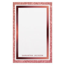 Rose Gold Glitzer Metallische Rosa Rahmen mit Name