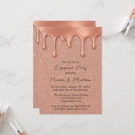 Rose Gold Glitzer Metallische Tropfen Engagement P Einladung