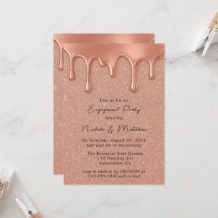 Rose Gold Glitzer Metallische Tropfen Engagement P Einladung