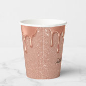 Rose Gold Glitzer & Metallische Tropfen Hochzeit Pappbecher (Rechts)