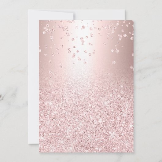 Rose Gold Glitzer metallischer Funken Bat Mitzvah Einladung (Rückseite)