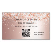 Rose Gold Glitzer Metallischer QR-Code Magnetische Visitenkarte (Vorderseite)