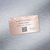 Rose Gold Glitzer Metallischer QR-Code Magnetische Visitenkarte (Beispiel)