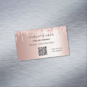 Rose Gold Glitzer Metallischer QR-Code Magnetische Visitenkarte (Beispiel)