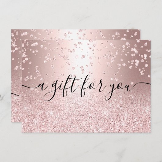 Rose Gold Glitzer Metallisches Geschenkgutachten (Vorne/Hinten)