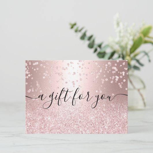 Rose Gold Glitzer Metallisches Geschenkgutachten (Stehend Vorderseite)