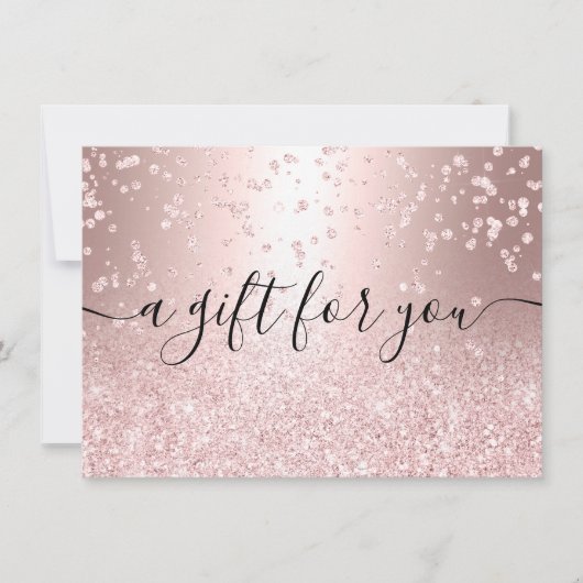 Rose Gold Glitzer Metallisches Geschenkgutachten (Vorderseite)