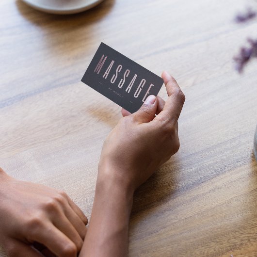 Rose Gold Glitzer Minimalistisch Massage Therapeut Visitenkarte