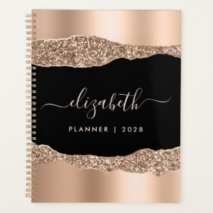 Rose Gold Glitzer Mit Monogramm Black Planer