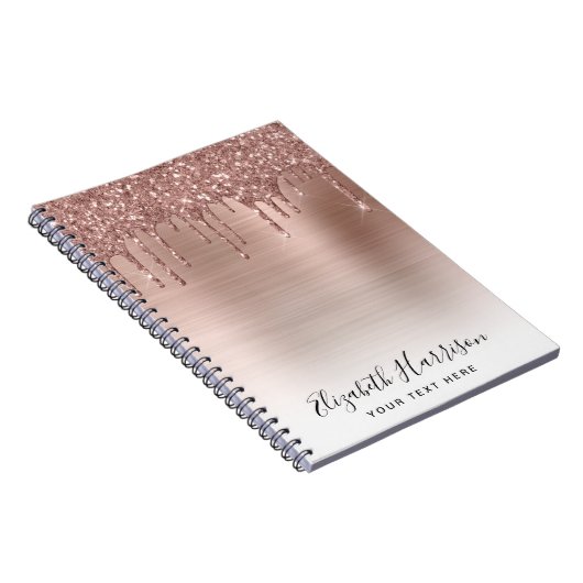 Rose Gold Glitzer Mit Monogramm Notizblock (Rechte Seite)
