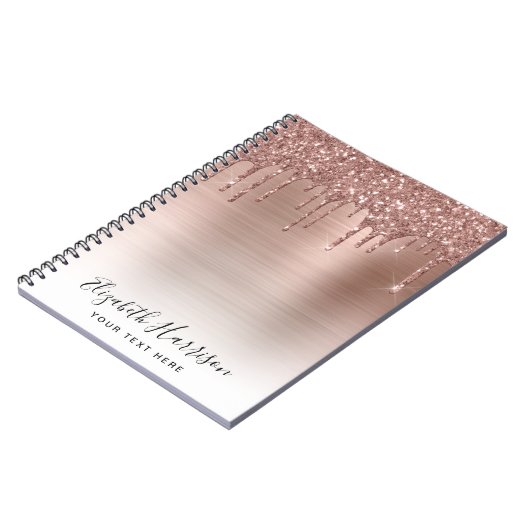Rose Gold Glitzer Mit Monogramm Notizblock (Linke Seite)