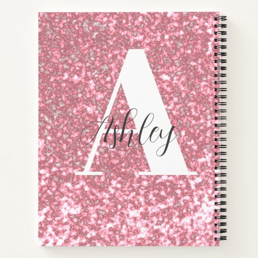Rose Gold Glitzer Mit Monogramm SpiralNotebook Notizblock (Rückseite)