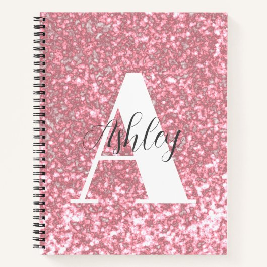 Rose Gold Glitzer Mit Monogramm SpiralNotebook Notizblock (Vorderseite)