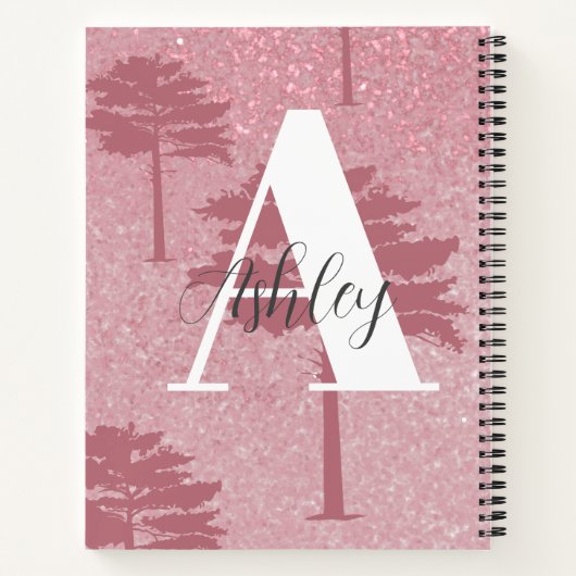 Rose Gold Glitzer Mit Monogramm SpiralNotebook Notizblock (Rückseite)