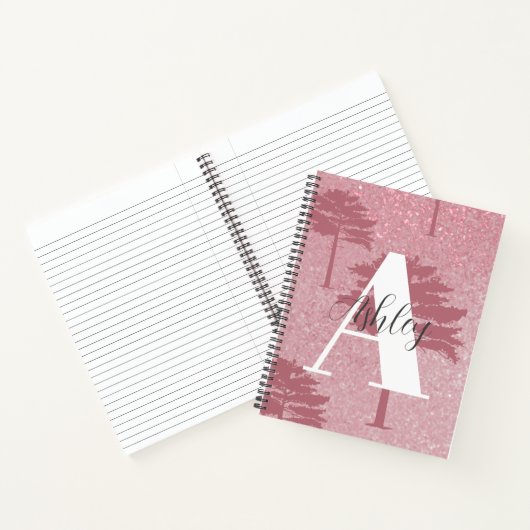 Rose Gold Glitzer Mit Monogramm SpiralNotebook Notizblock (Innenseite)