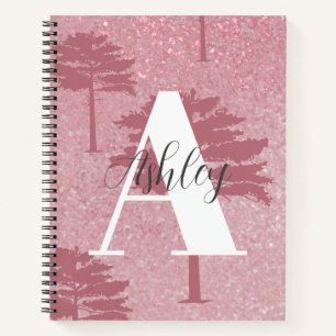 Rose Gold Glitzer Mit Monogramm SpiralNotebook Notizblock