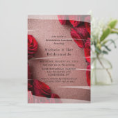 Rose Gold Glitzer mit Rote Rosen Bridesmaier Lunch Einladung (Stehend Vorderseite)