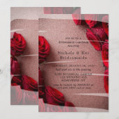 Rose Gold Glitzer mit Rote Rosen Bridesmaier Lunch Einladung (Vorne/Hinten)