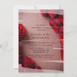 Rose Gold Glitzer mit Rote Rosen Bridesmaier Lunch Einladung