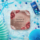 Rose Gold Glitzer mit Rote Rosen Hochzeit Pappteller (Party)