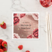 Rose Gold Glitzer mit Rote Rosen Hochzeit Serviette (Beispiel)