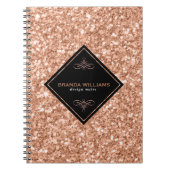 Rose Gold Glitzer mit schwarzem Akzent Notizblock (Vorderseite)