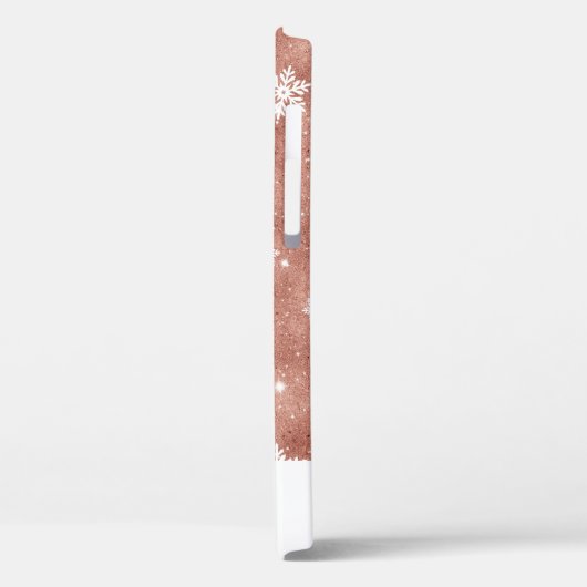 Rose Gold Glitzer mit Sternen Schneeflocken Case-Mate iPhone Hülle (Rückseite / Links)