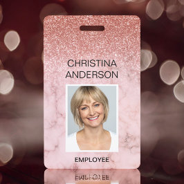 Rose Gold Glitzer Mitarbeiter Name Foto Corporate Ausweis