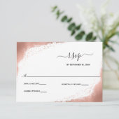 Rose Gold Glitzer Moderne Elegante Hochzeit RSVP Karte (Stehend Vorderseite)