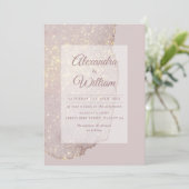 Rose Gold Glitzer Moderne Gold Dusty Rose Hochzeit Einladung (Stehend Vorderseite)