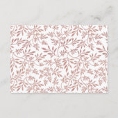 Rose Gold Glitzer Moderne Hochzeitsunterkünfte Begleitkarte (Rückseite)