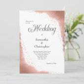 Rose Gold Glitzer Moderne Kalligraphie Hochzeit Einladung (Stehend Vorderseite)