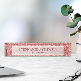 Rose Gold Glitzer Moderner Chic Namensplakette