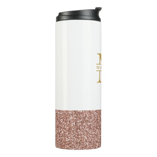 Rose Gold Glitzer Moderner Minimal Thermosbecher (Nach links gedreht)