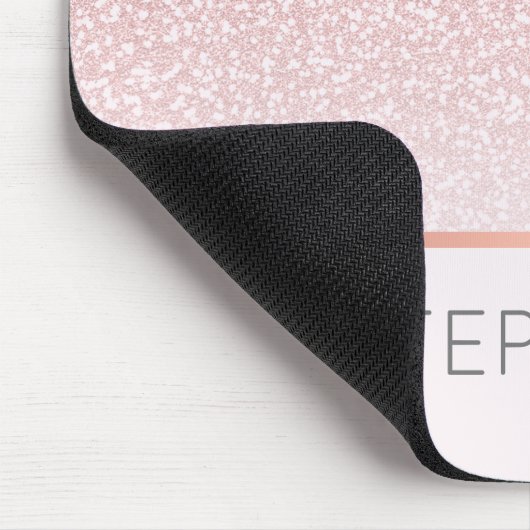 Rose Gold Glitzer Moderner Personalisierter Name Mousepad (Ecke)
