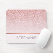 Rose Gold Glitzer Moderner Personalisierter Name Mousepad (Mit Mouse)