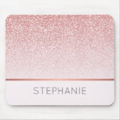 Rose Gold Glitzer Moderner Personalisierter Name Mousepad (Vorne)