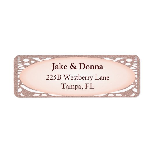 Rose Gold Glitzer Modernes Hochzeitslabel (Vorne)