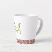Rose Gold Glitzer Modernes Minimales Monogramm Milchtasse (Rechte Ecke)