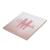 Rose Gold Glitzer Modernes Monogramm Anfangsname Fliese (Seite)