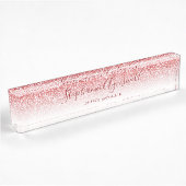 Rose Gold Glitzer Modernes Ombre Script Namensplakette